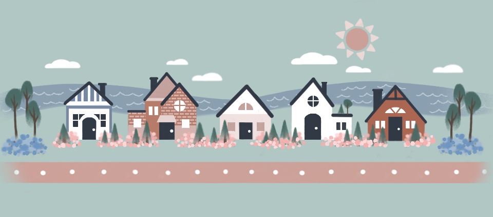 A cute scenic village landscape